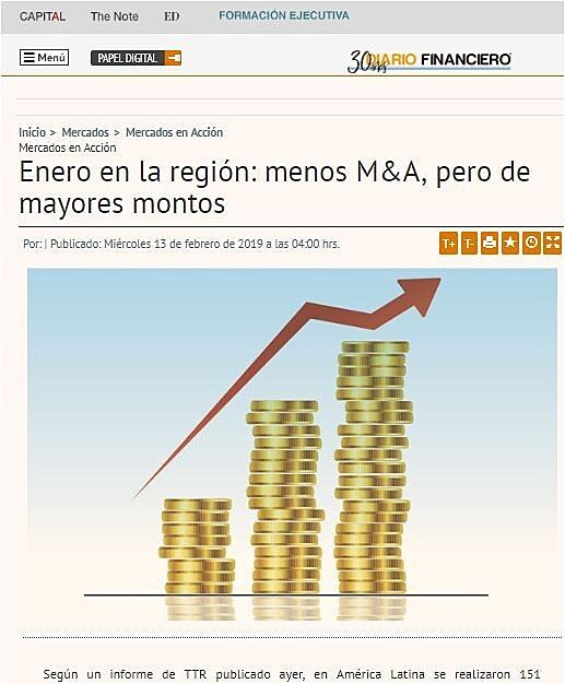 Enero en la regin: menos M&A, pero de mayores montos